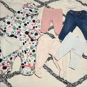 Columbia 6M Onesie Three Carter's 6M Leggings & The Children’s Place 9-12M Jeans